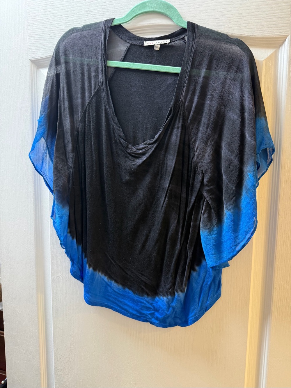 Lightweight Draped Blouse in Black and Blue